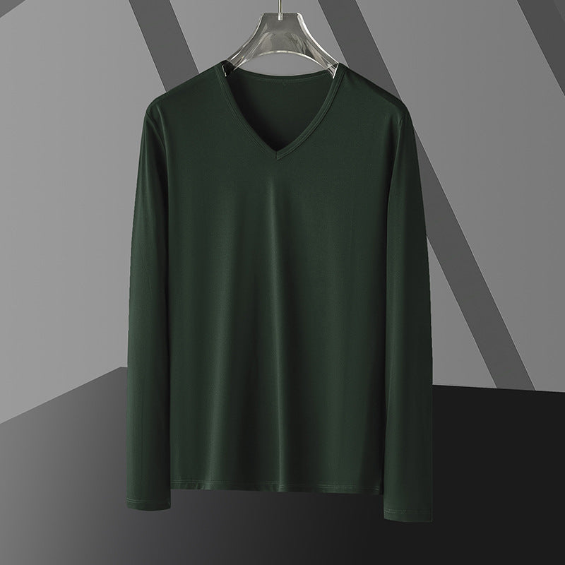 Long Sleeve Men's Fashion Wear Inner Bottoming Shirt Tight-fitting Solid Color Top