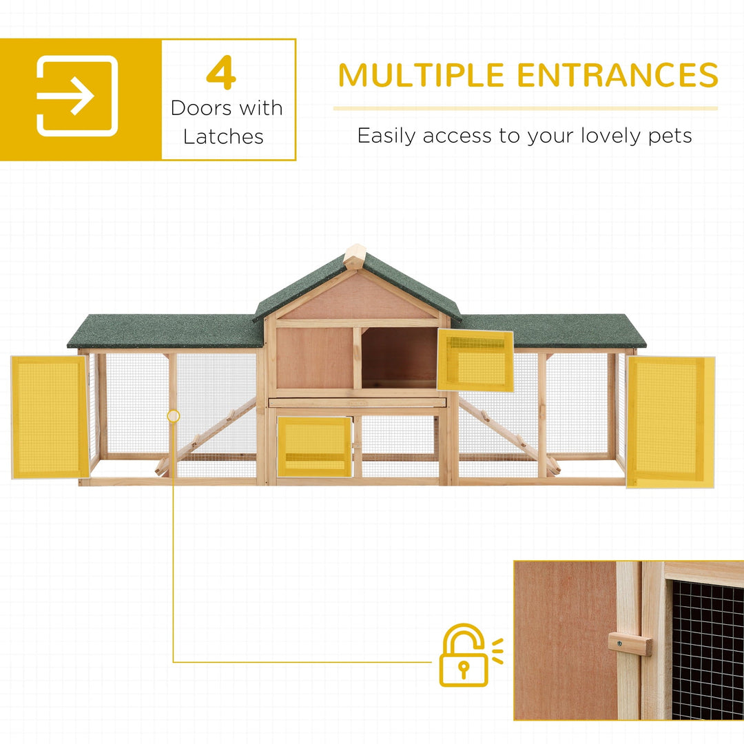 CoSoTower 83"L Outdoor Rabbit Hutch, Guinea Pig Cage Indoor Outdoor Wooden Bunny Hutch with Double Runs, Weatherproof Roof, Removable Tray, Ramps, Natural