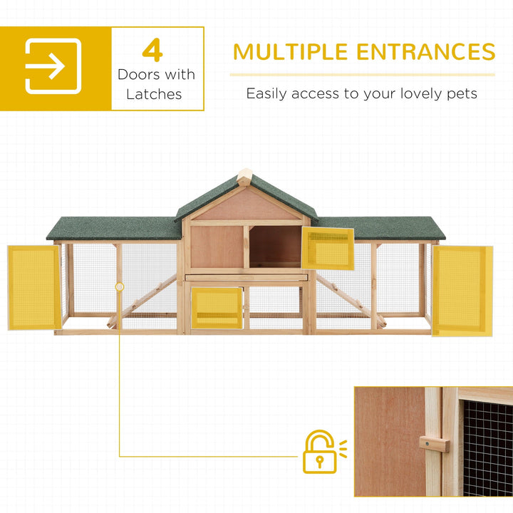 CoSoTower 83"L Outdoor Rabbit Hutch, Guinea Pig Cage Indoor Outdoor Wooden Bunny Hutch with Double Runs, Weatherproof Roof, Removable Tray, Ramps, Natural