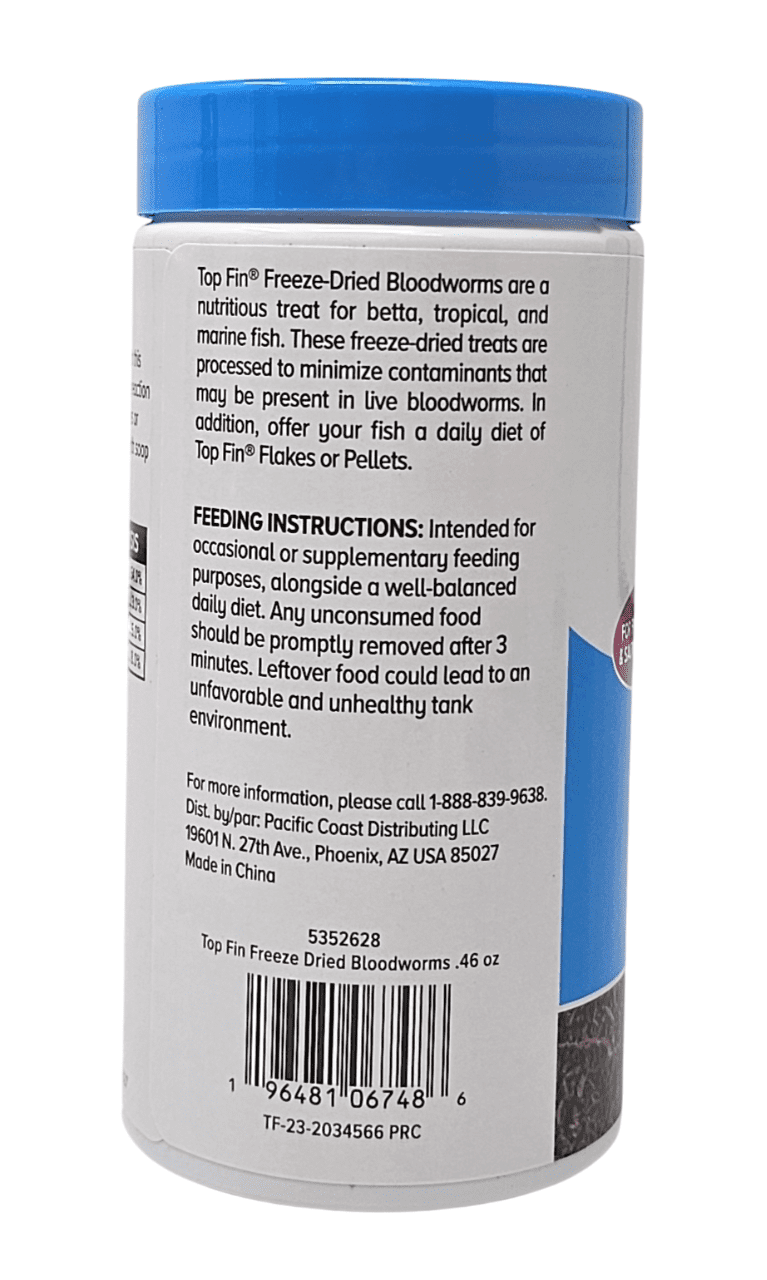 Top Fin Freeze Dried Bloodworms Freshwater and Saltwater Fish Treat, 0.46 Ounce