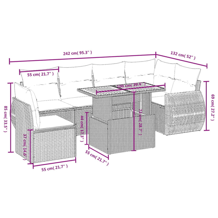 vidaXL Garden Sofa Set Black, Cream White