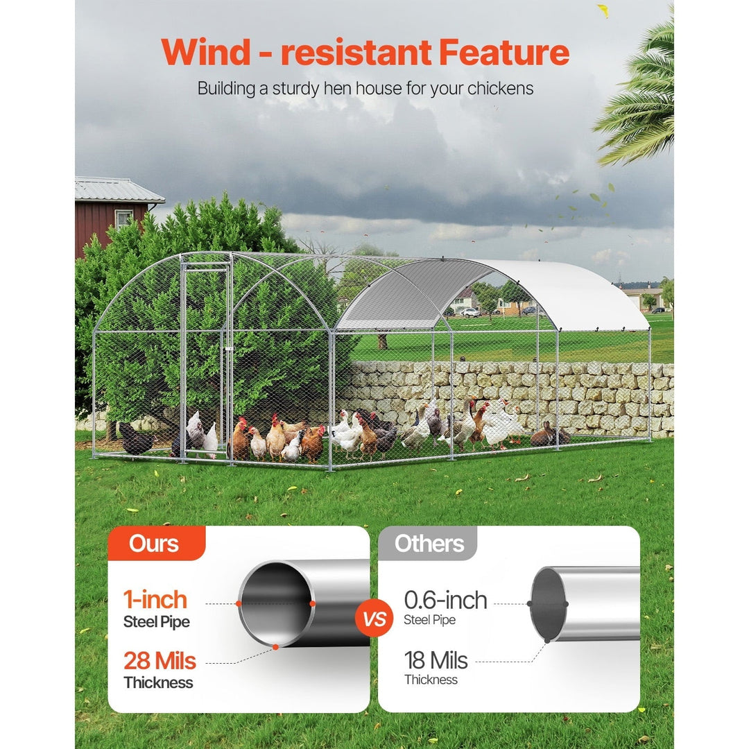 KFFKFF Metallic Poultry Enclosure, Dimensions 9.8x19.3x6.5 ft, Spacious Walk-in Design with Protective Cover, Dome-Shaped Roof, Hen Shelter with Safety Lock, Exterior Duck and Rabbit Habitat