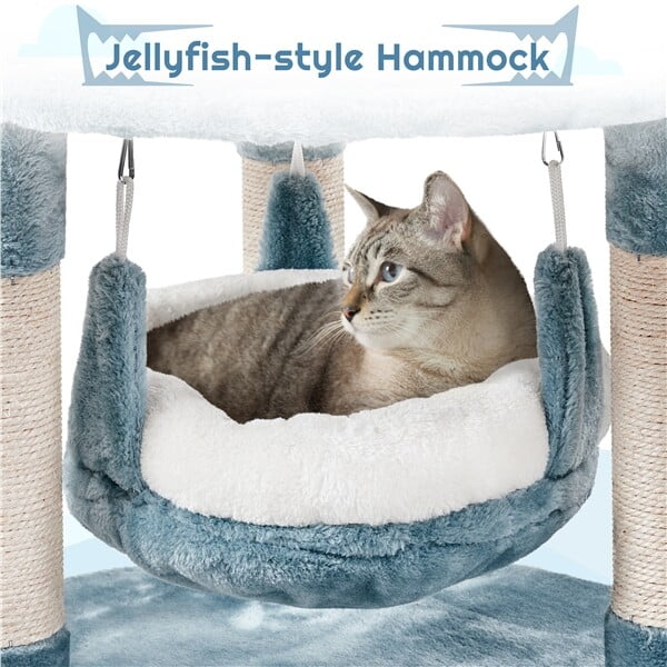 Cat Tree Ocean-themed w/Shark's Mouth-shaped Condo Starfish-shaped Perch 45.5in