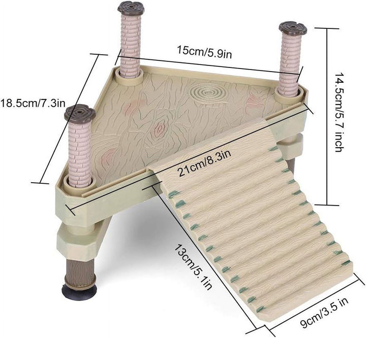 Decorative Turtle Pier Floating Basking Platform with Ramp Ladder