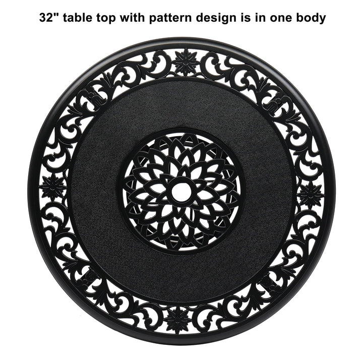 HiiKaa 32 in Cast Aluminum Patio Outdoor Bistro Round Dining Table with Frosted Surface,Bronze