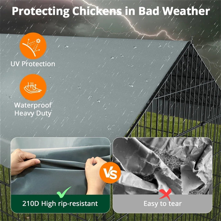 Large Chicken Coop with Upgraded Cover, DOMIPET 252" x 42" x 44" Pet Playpen Exercise Pen Rabbit Duck Chicken Run, Outdoor Backyard Farm Cage for Rabbit Duck Hen