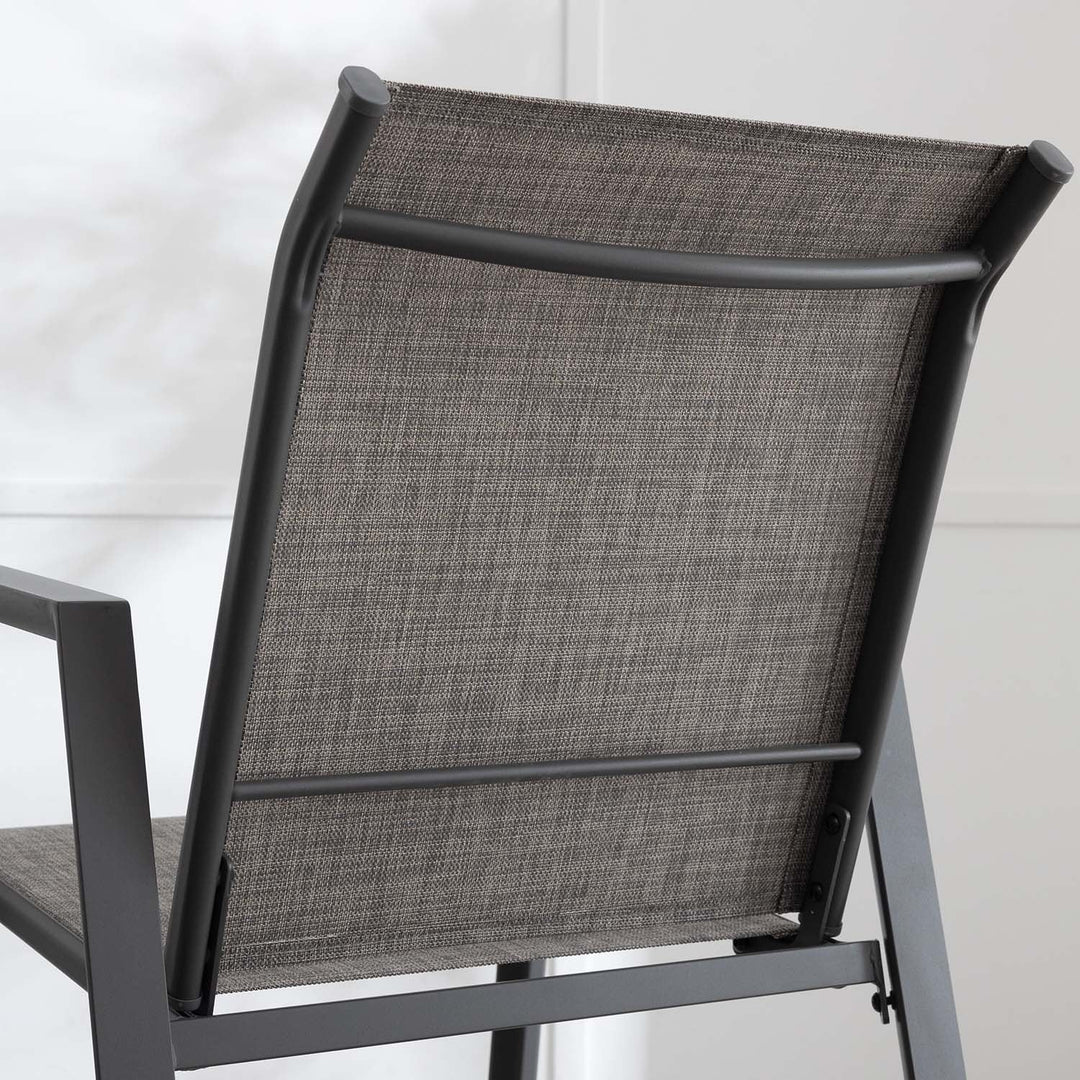 Outdoor Bar Stools Set of 2, High Back Metal Barstools with Armrest, All-Weather Patio Stools for Balcony or Deck, Gray