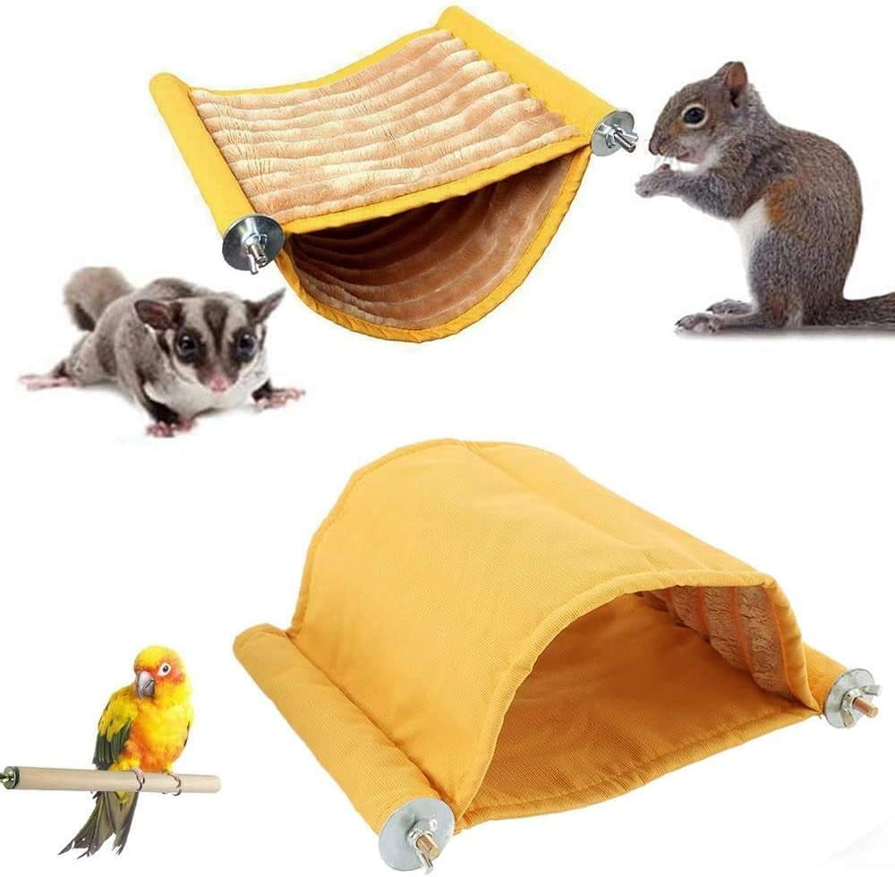 1Piece Warm Hamster Hammock House Mouse Rat Hanging Swing Bed Guinea Pig Cage Bedding Small Pet Animal Double Layer Cage Tent Hut Nest for Winter Mouse Rat Hamster Play Sleep, 9.0×7.4inch