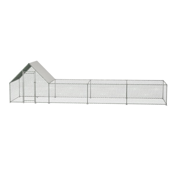 Large Metal Chicken Coop, Walk-in Chicken Run, Galvanized Wire Poultry Chicken Hen Pen Cage, Rabbits Duck Cages with Waterproof and Anti-Ultraviolet Cover for Outside