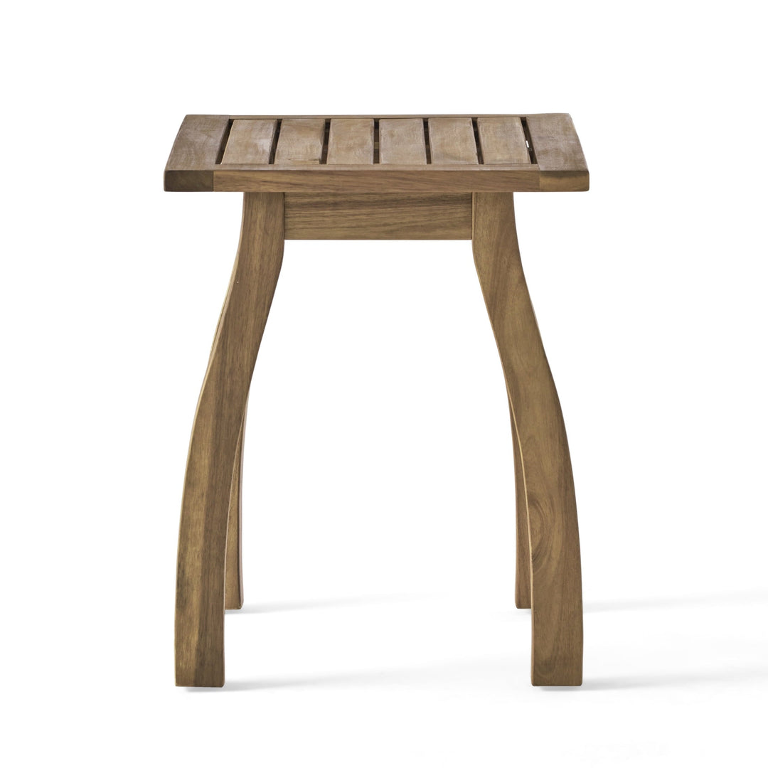 Christopher Knight Home Outdoor Accent Side Table, Acacia Wood End Table with Curved Legs, Natural