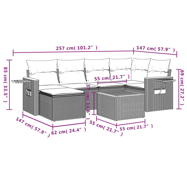 vidaXL Garden Sofa Set Grey PE rattan Large Modular Garden Sofa Set
