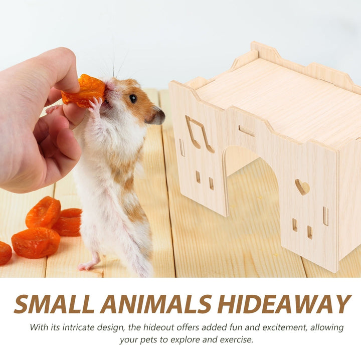 FOMIYES Wooden Hamster Habitat Guinea Pig Hideout Mouse Hamster Hideaway House