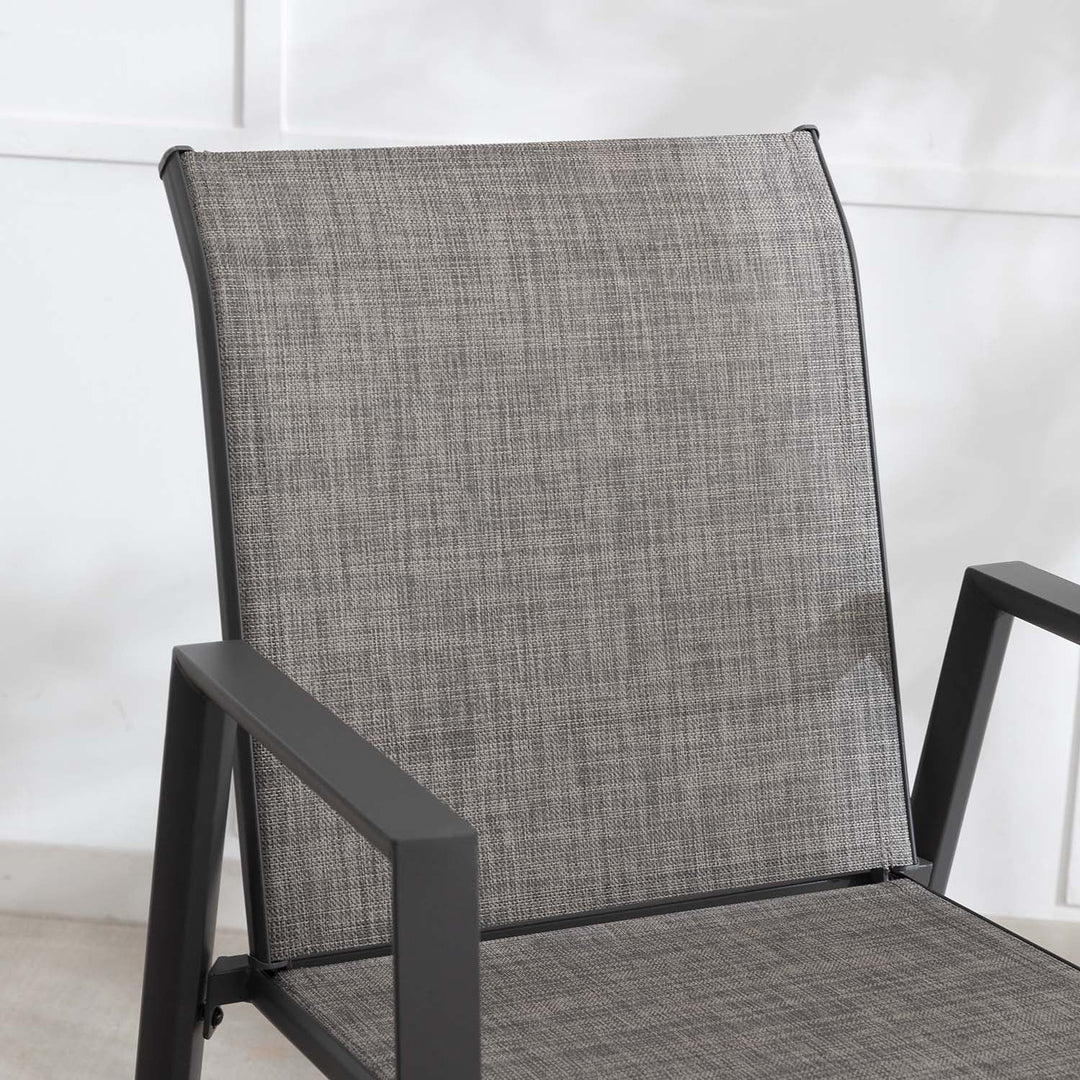 Outdoor Bar Stools Set of 2, High Back Metal Barstools with Armrest, All-Weather Patio Stools for Balcony or Deck, Gray