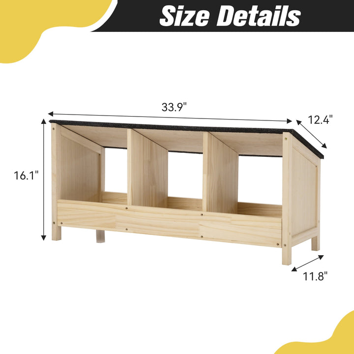 Chicken Coop with Waterproof Roof Wood Cage with 3 Nest Areas 33.9"x16.1"x11.8"