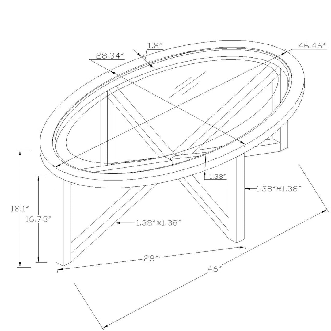Modern Simple Glass Coffee Table, Tempered Glass Coffee Table Solid Wood Base Round Transparent Glass Top Modern Living Room Terrace Study Coffee Table