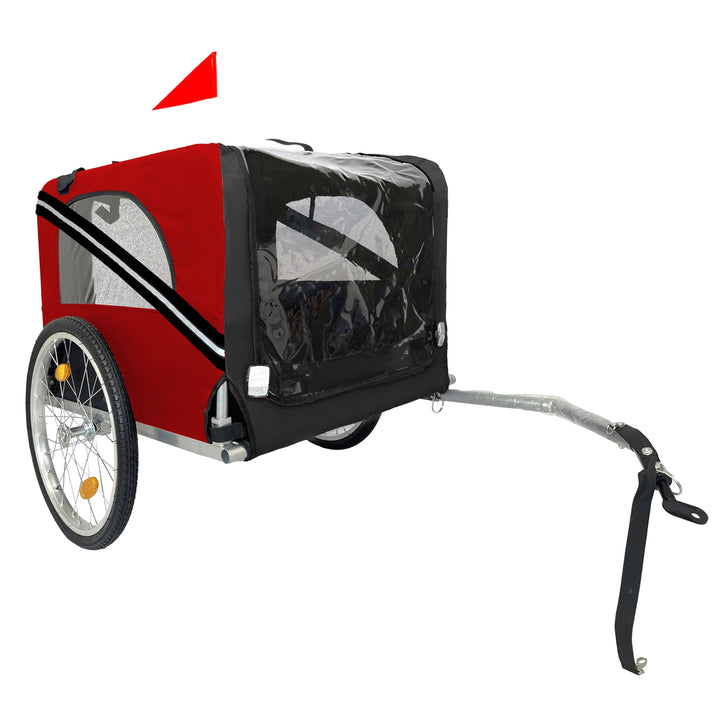 Noaman Dog Bike Trailer for Medium & Small Dogs, 20 Inch Wheels, Breathable Mesh Pet Cart with 3 Entrances, Safety Flag & 8 Reflectors, Folding Design, Red+Black, Up to 88 lbs Capacity, Steel Frame