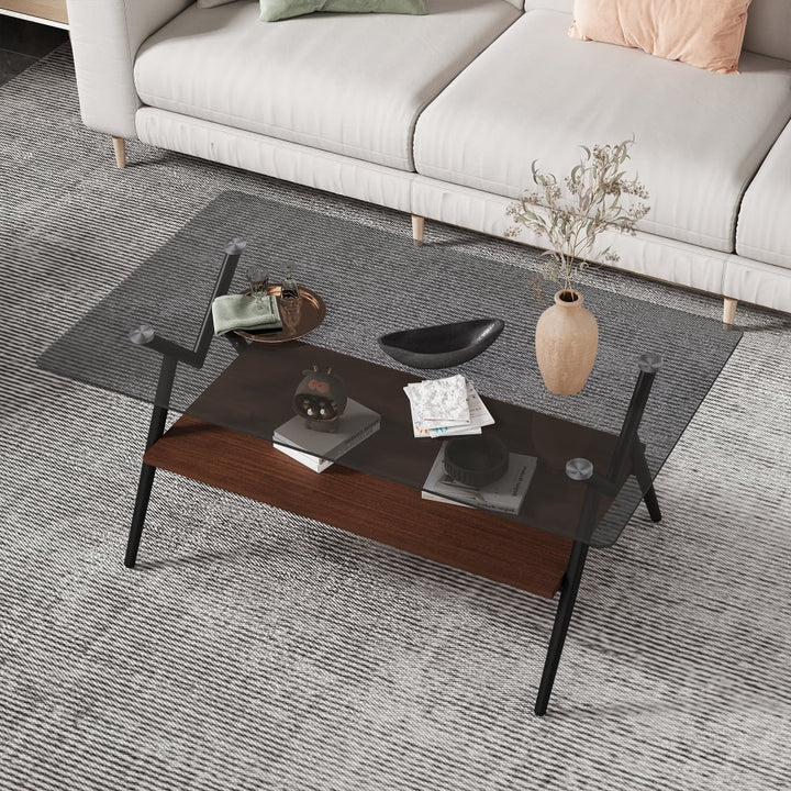 Coffee Table and End tables Set of 3, Tempered Glass Table with MDF layer, Modern Tables for Living Room , Transparent Glass