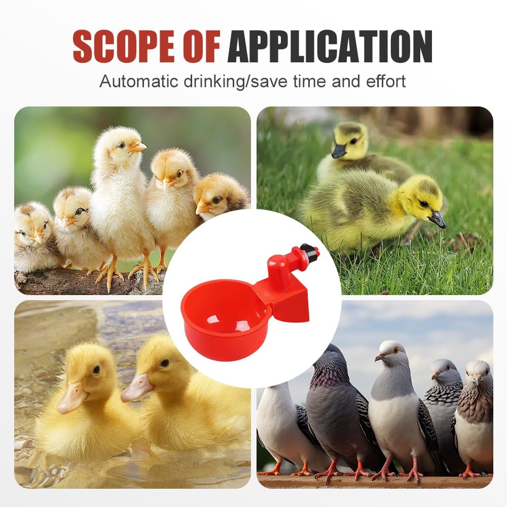 Automatic Chicken Water Cup Bird Coop 2025 New Chicken Waterer, Chicken Feeder and Waterer Set, Feeder Cups for Chicken Duck Goose (Red)