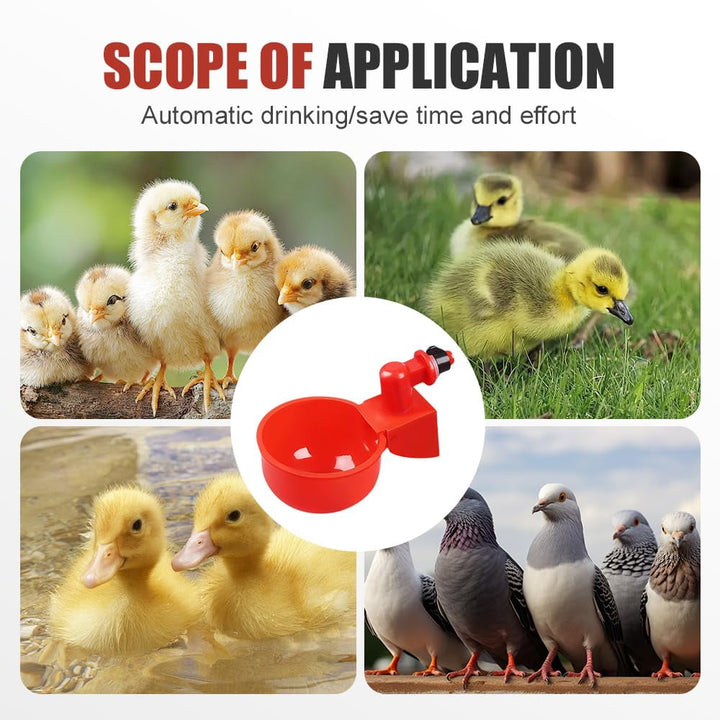 Automatic Chicken Water Cup Bird Coop 2025 New Chicken Waterer, Chicken Feeder and Waterer Set, Feeder Cups for Chicken Duck Goose (Red)