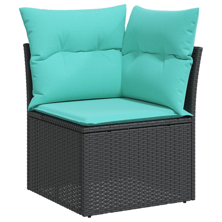 vidaXL 8 Piece Garden Sofa Set with Cushions Black Poly Rattan, vidaXL 2-Seater Garden Sofa with Cushions Black Poly Rattan