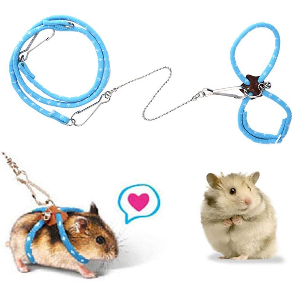 QUTETN Hamster Small Pet Harness With Bell Adjustable Pet Rat Mouse Hamster Harness Rope Vest Leash Traction Rope For Ferrets Pet Rats