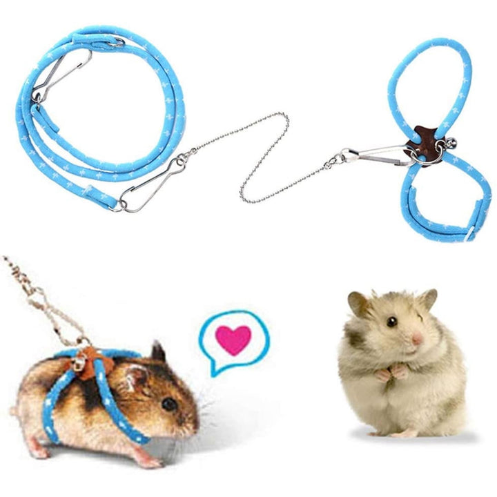 QUTETN Hamster Small Pet Harness With Bell Adjustable Pet Rat Mouse Hamster Harness Rope Vest Leash Traction Rope For Ferrets Pet Rats