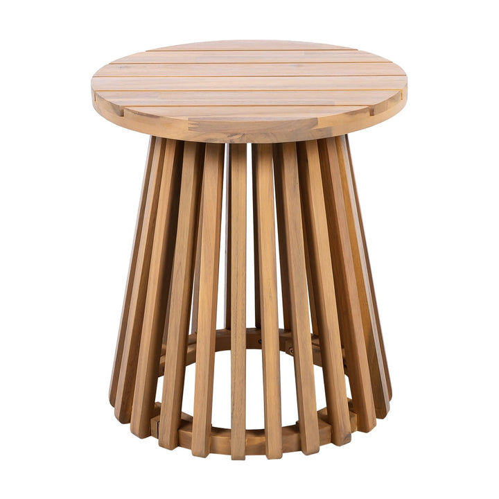 JHSLAJ Outdoor Acacia Wood Patio Side Table, Round Coffee Table for Backyard, Lawn, Balcony,Light Teak