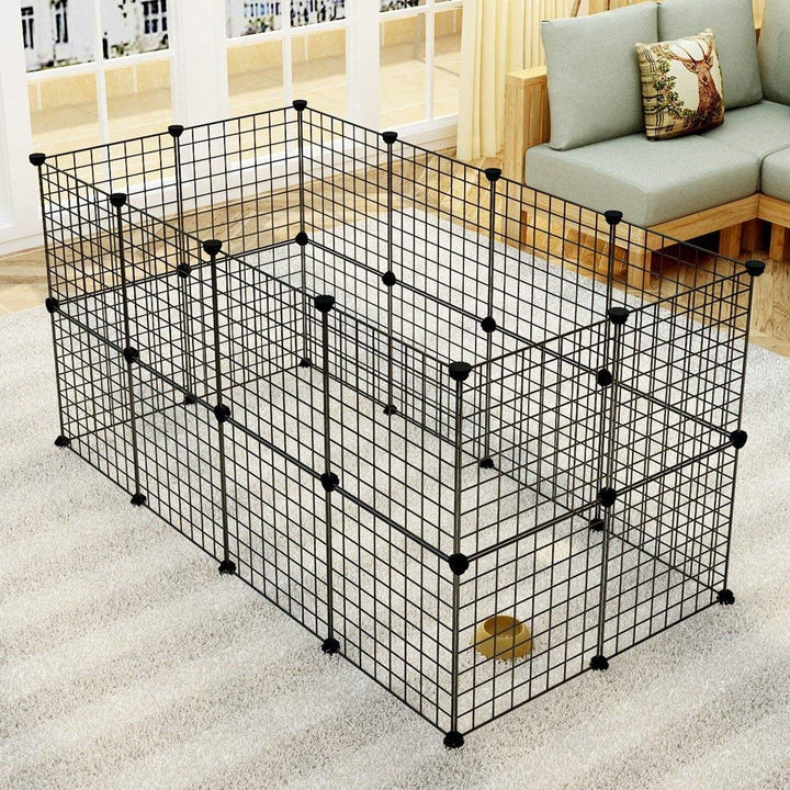 Portable Small Animal Playpen - Metal Wire Cage for Guinea Pigs and Rabbits - Indoor Yard Fence with 24pcs Panels (Includes 8pcs Free)