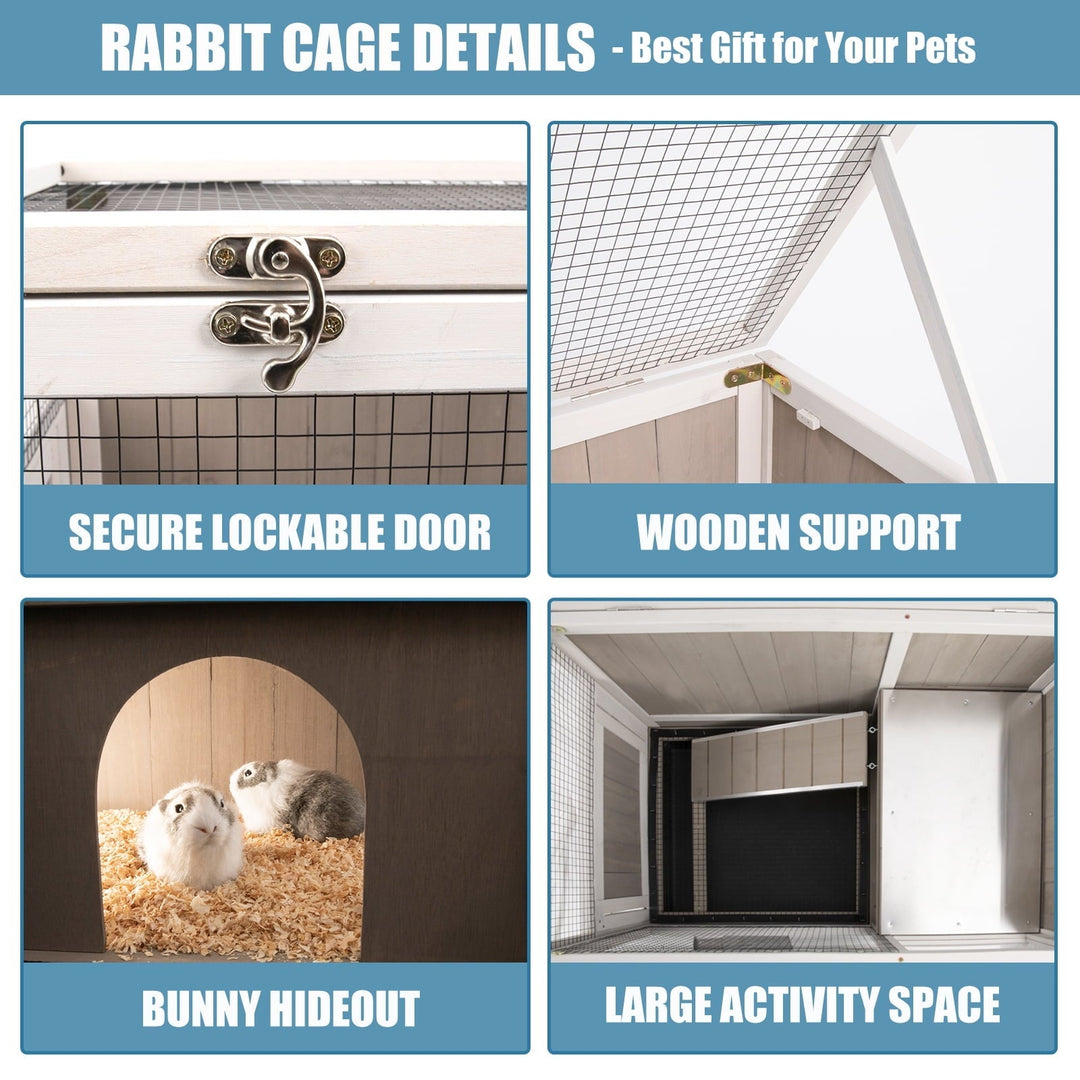 Gowoodhut Elevated Rabbit Hutch Indoor Wooden Bunny House with Detachable Legs
