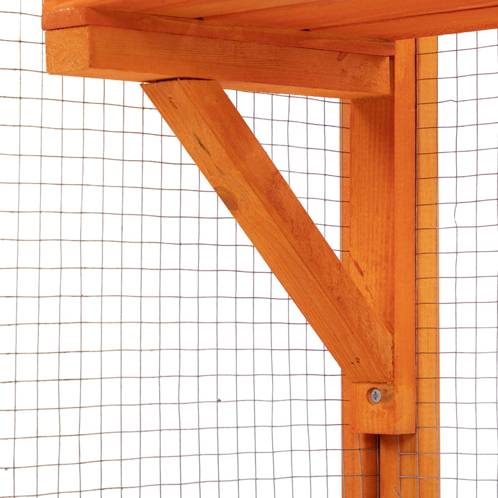 Resenkos Cat House, Catio Cat Shelter, Cat Cage,Large Cat Enclosure with 5 Perches, 2 Condos and 1 Lockable Door, Orange