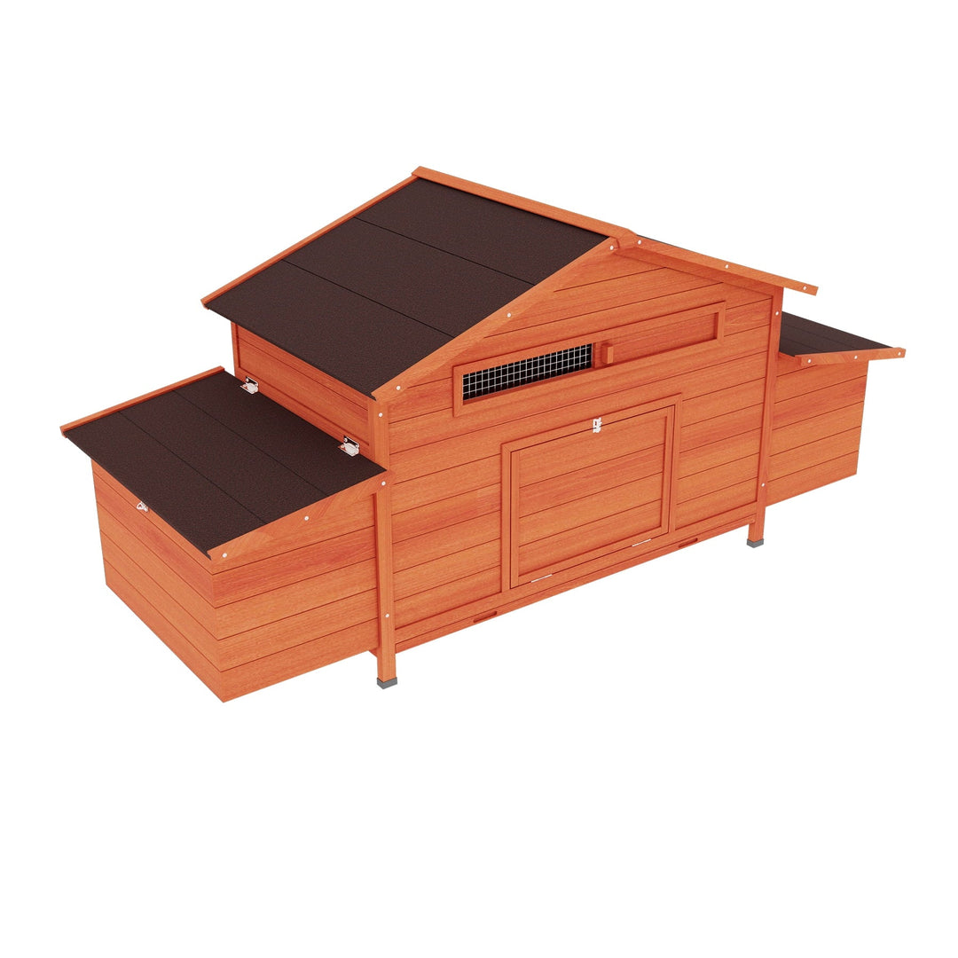 Coowa Large Wooden Chicken Coop Outdoor Hen House with 2 Nesting Boxes and 2 Free-Range Doors
