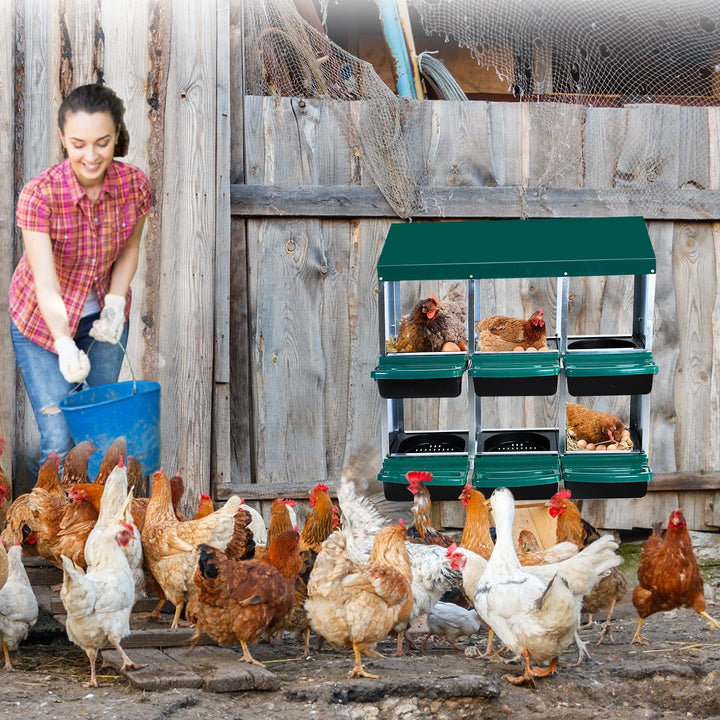 Pinypikaka Chicken Nesting Box, 6 Compartments Nesting Boxes for Chickens, Chicken Laying Boxes, Roll Away Nesting Box for Chickens Laying Egg with Lid Cover