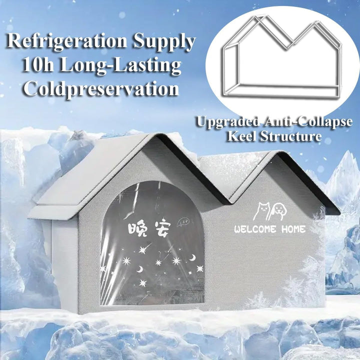 2025 New Air Conditioned Dog House, Dog House with Ac, Cooling Dog Houses, Pet Cooling House, Foldable, with Air Conditioning 10 Ice Packs, for Small, Medium, and Large Dogs and Cats (Bule, M)