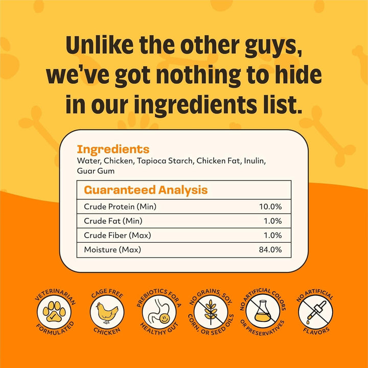 JoyFull Chicken Squeeze Treats for Dogs – Prebiotic Gut Health Treats Made with Real Cage-Free Chicken – Lickable, Enrichment-Friendly, Meal Topper – 24 Easy Squeeze Sticks (0.5oz Each)