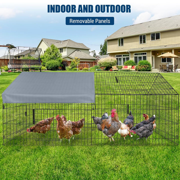 Kselythan 86"x40"x40"Large Metal Chicken Coop,Metal Pet Playpen With Waterproof Cover,Small Animal Cage,Outdoor Backyard Farm Pet Playpen for Rabbit,Duck,Chinchillas