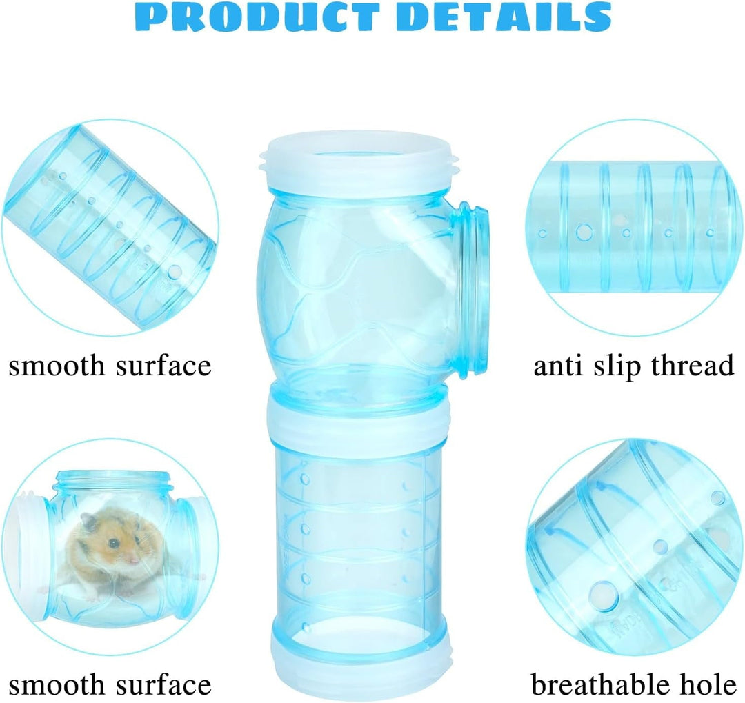 2 Set Hamster Tubes, DIY Hamster Tunnel Adventure External Pipe with 1 Hamster Water Bottle, 2 Hamster Cage Tube Stopper, 4 Pipe Connection Plates, Hamster Cage Accessories for Small Pet Sport
