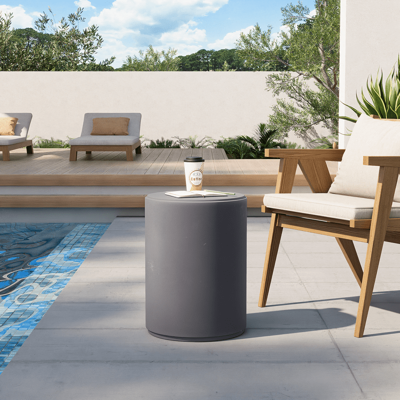 MOALCOFER Outdoor side table,Round Patio Accent Table for Garden