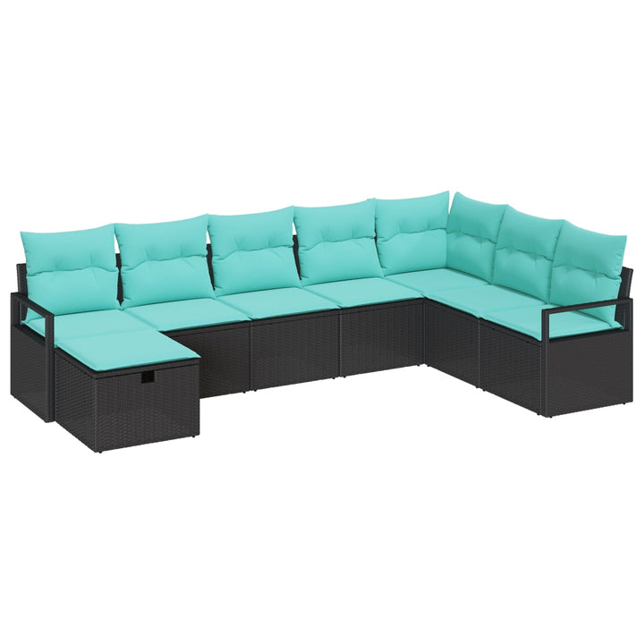 vidaXL 8 Piece Garden Sofa Set with Cushions Black Poly Rattan, vidaXL 2-Seater Garden Sofa with Cushions Black Poly Rattan