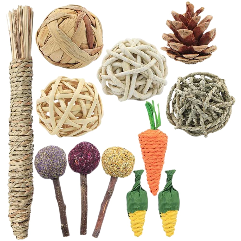 Sold 12Pcs Rabbit Chew Toys Cage Accessories Small Animals Chewing Toys for Bunny Chinchilla