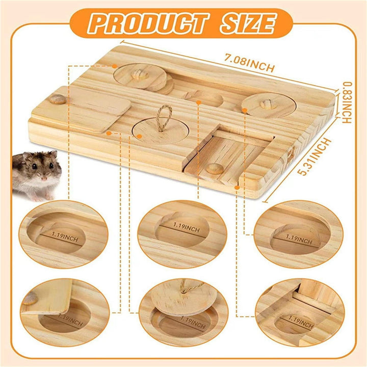 Pig Foraging Toys 6 In 1 Hamsters Wooden Interactive Enrichment Toys Dispenser For Small Animal Funny Toys For Rabbits Bunny And Gerbils