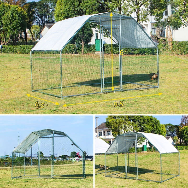 M optimized Large Metal Chicken Coop, Spacious Metal Chicken Coop with Anti-Ultraviolet Cover & Waterproof Cover, for Farm, Backyard, Outdoor
