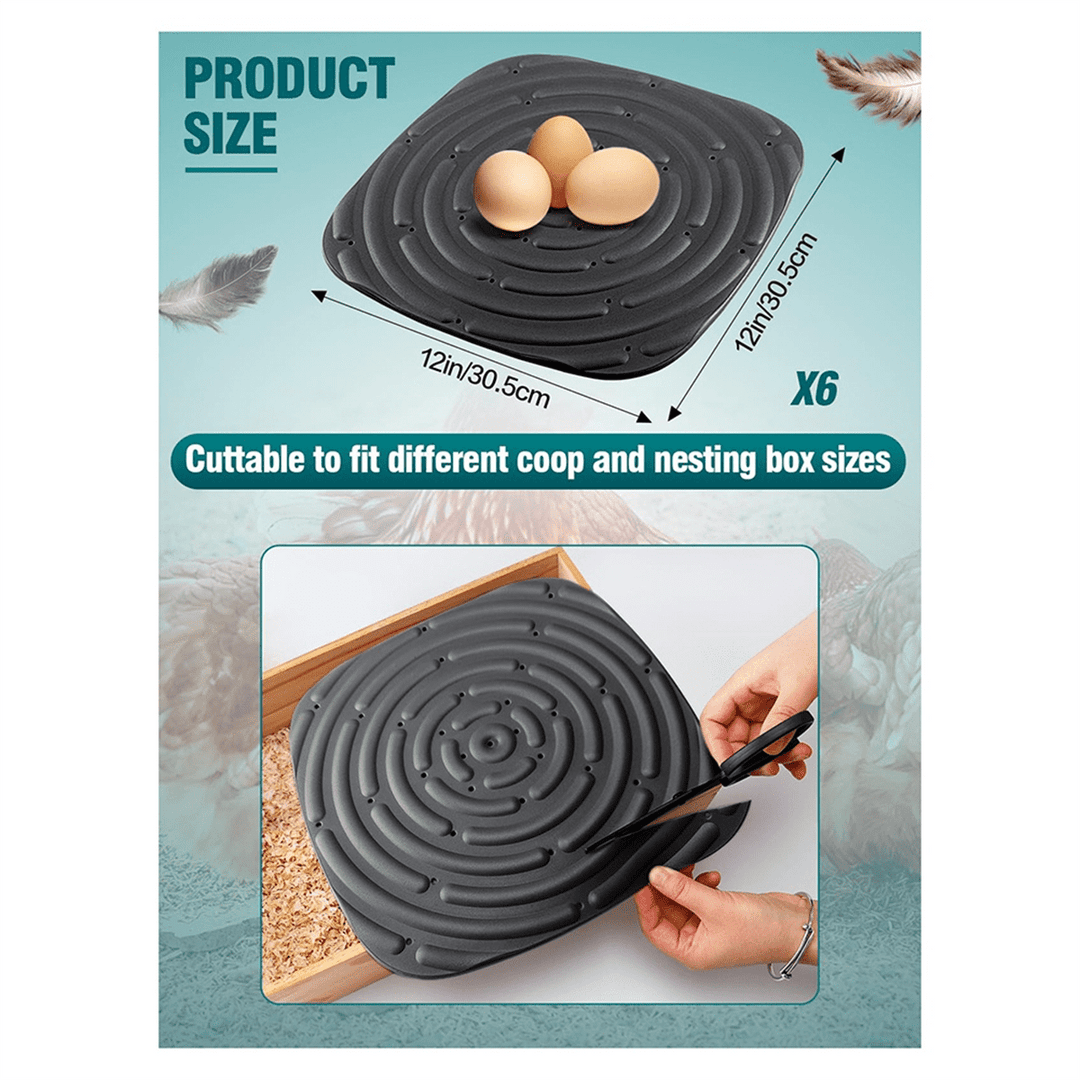 8 Pack Washable Chicken Nesting Pads for Laying Eggs, Nesting Box Liners for Chicken Coop Reusable Chicken Litter Black