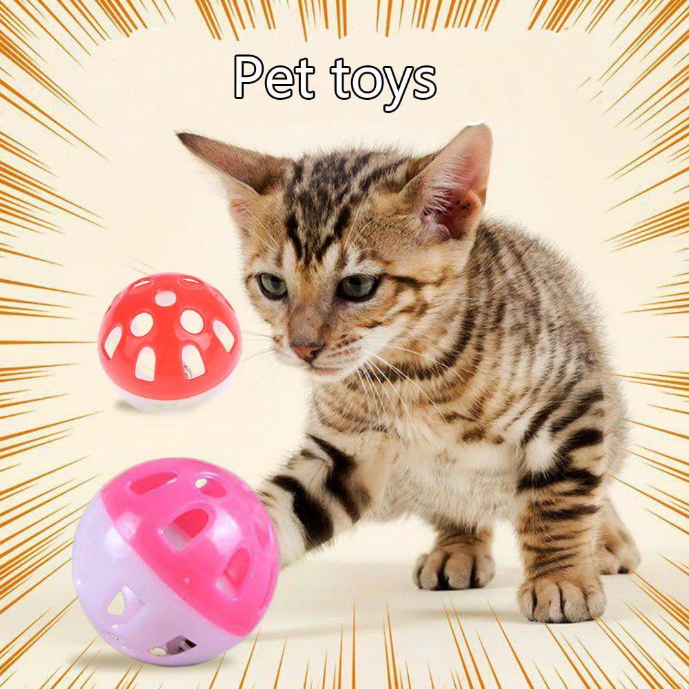 7Counts Plastic Ball Cat Toys Lattice Balls with Bell Jingle Kitten Toy