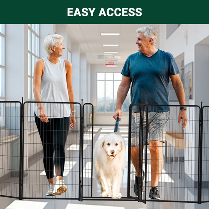 Lumiparty Metal Dog Playpen, 48" Height 8 Panels Dog Fence ,Heavy Duty Pet Puppy Exercise Pen, Portable Pet Playpen for Indoor Outdoor Rv Camping Garden Yard