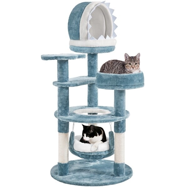 Cat Tree Ocean-themed w/Shark's Mouth-shaped Condo Starfish-shaped Perch 45.5in