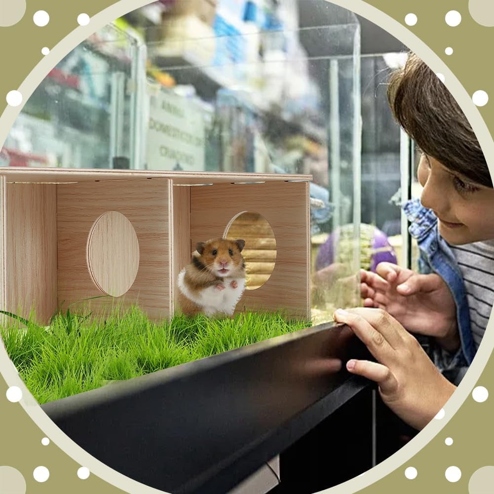 Hamster Secret Peep Shed Chamber Hamster Hideout Wooden House Chamber Small Animal Pets Tunnel Exploring Toys Secret Peep Shed for Dwarf Hamsters Syrian Hamsters Hedgehogs Rats Mice