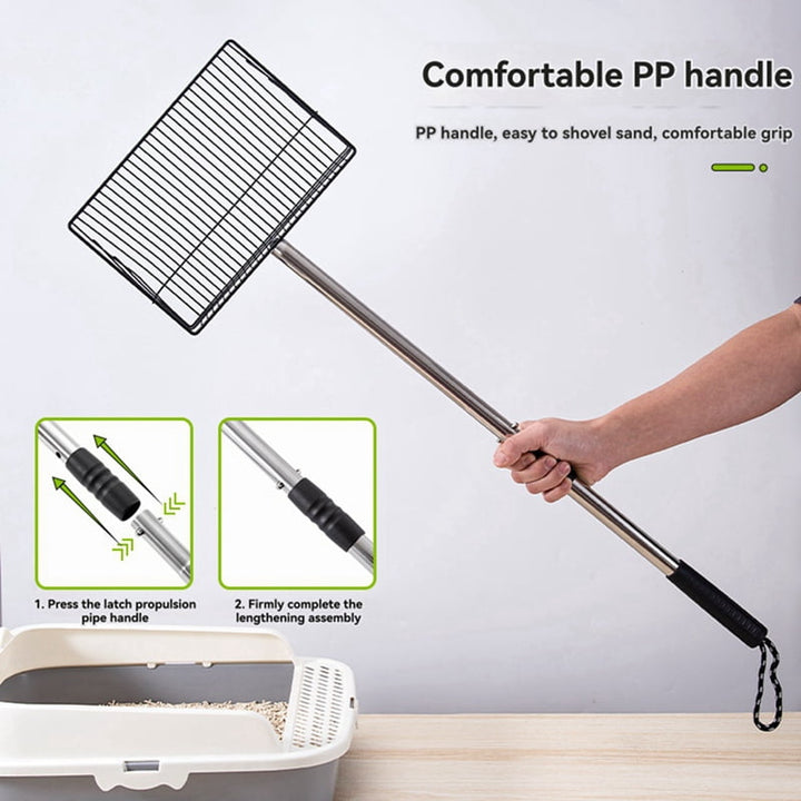 10inch Large Chicken Poop Scooper, 24 to 68in Long Chicken Coop Litter Scoop with Stainless Steel Handle, Sifting Shovel