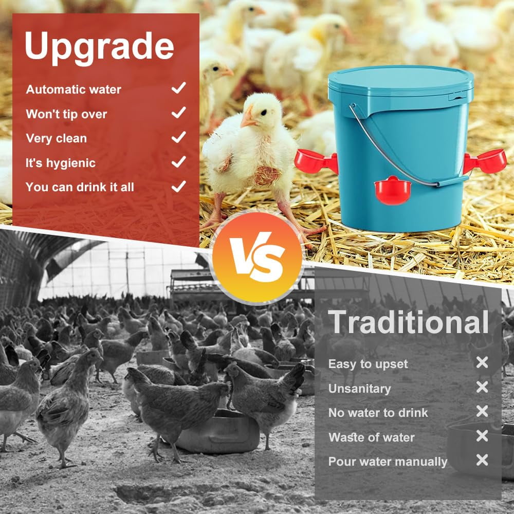 Automatic Chicken Water Cup Bird Coop 2025 New Chicken Waterer, Chicken Feeder and Waterer Set, Feeder Cups for Chicken Duck Goose (Red)