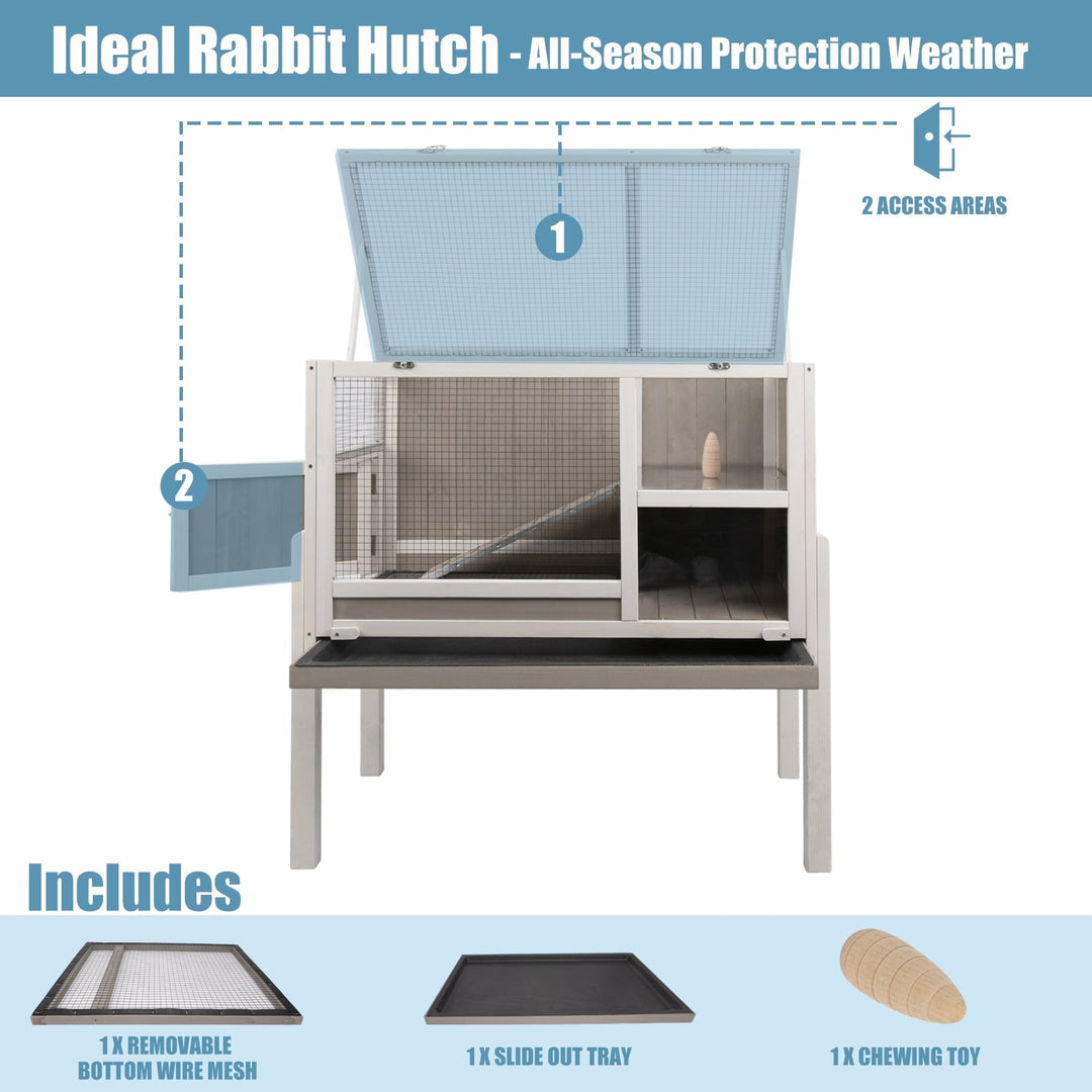 Gowoodhut Elevated Rabbit Hutch Indoor Wooden Bunny House with Detachable Legs