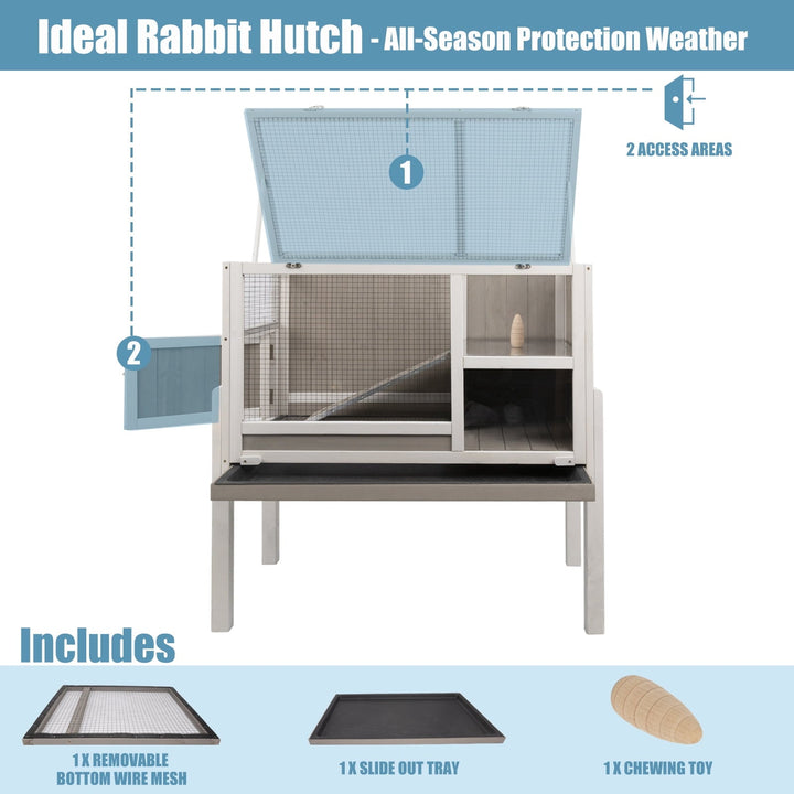 Gowoodhut Elevated Rabbit Hutch Indoor Wooden Bunny House with Detachable Legs